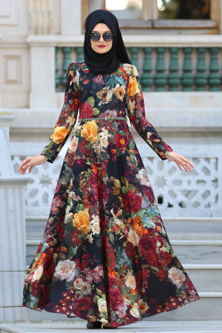 Neva Style - Claret Red Hijab Dress 2415BR