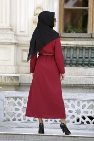 Neva Style - Claret Red Hijab Dress 3002BR - Thumbnail