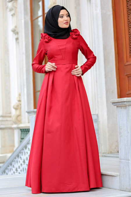 Neva Style - Luxury Claret Red Muslim Evening Dress 2406BR