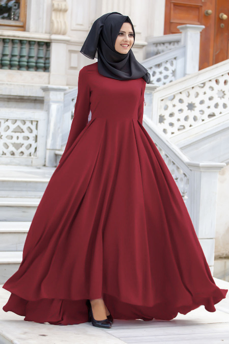 Neva Style - Claret Red Hijab Suit 40740BR