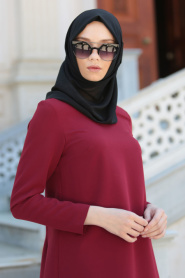 Neva Style - Claret Red Hijab Suit 52460BR - Thumbnail