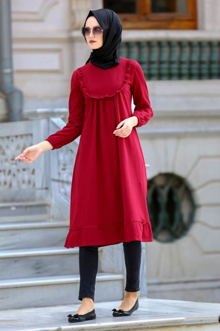 Neva Style - Claret Red Hijab Tunic 2178BR