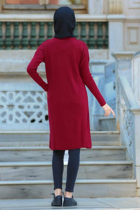 Neva Style - Claret Red Hijab Tunic 3548BR - 2