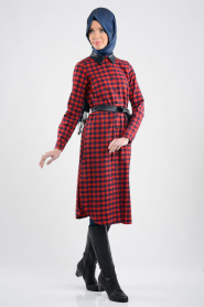 Neva Style - Claret Red Hijab Tunic 6225BR - Thumbnail