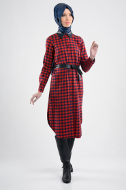 Neva Style - Claret Red Hijab Tunic 6225BR - Thumbnail