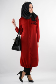 Neva Style - Claret Red Hijab Tunic 6230BR - Thumbnail