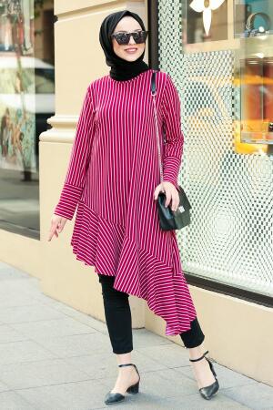Çapraz Kesim Bordo Tesettür Tunik 6257BR - 1