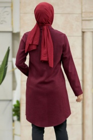 Neva Style - Claret Red Islamic Clothing Tunic 5944BR - Thumbnail