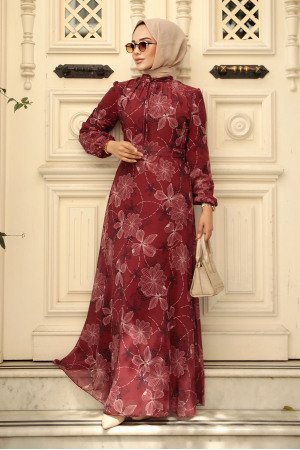 Claret Red Long Dress 279079BR - 1