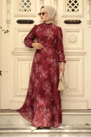 Claret Red Long Dress 279079BR - 1