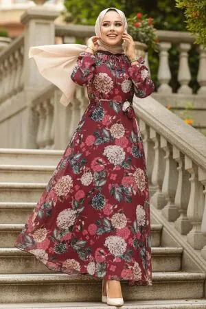 Claret Red Long Sleeve Dress 279083BR 