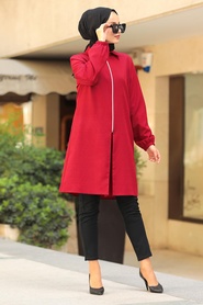 Neva Style - Claret Red Veiling Tunic 5557BR - Thumbnail