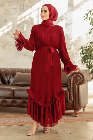 Claret Red Women Dress 3856BR - 3