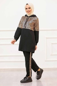 Neva Style - Combinaison Double Hijab Cuivre 65344BKR - Thumbnail