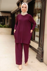 Neva Style - Combinaison Double Hijab Prune 50150MU - Thumbnail
