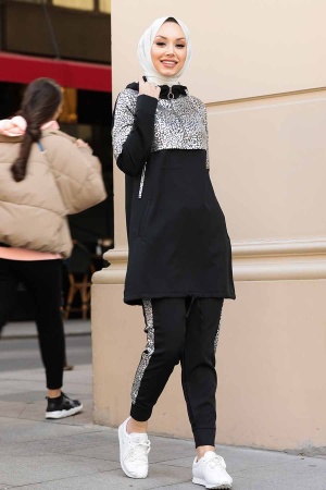 Neva Style - Combinaison Double Hijab Rose Séchée 10332GK - 2