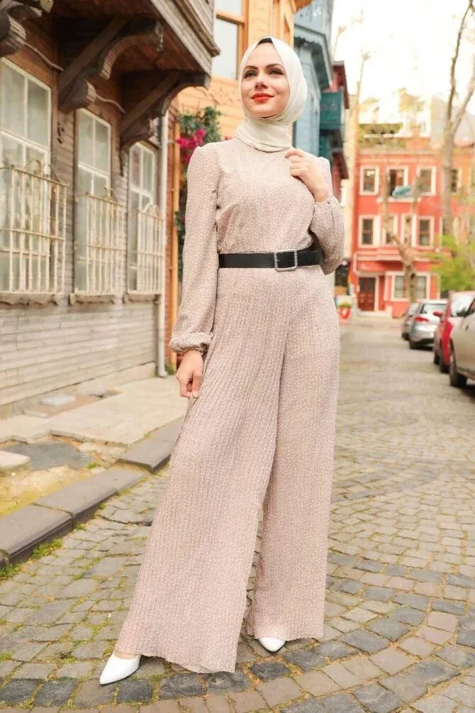 Combinaison longue à pois – Beige 2896BEJ - 1