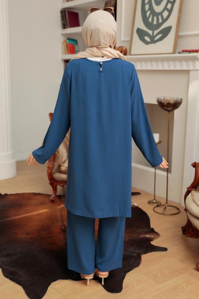 Neva Style - Combinaison Hijab Bleu Pétrole 7687PM - 3