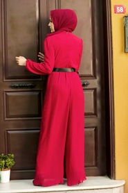 Neva Style - Combinaison Hijab Rouge 2897K - Thumbnail