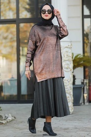 Neva Style - Copper Color Hijab Knitwear Tunic 40001BKR - Thumbnail