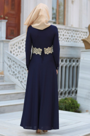 Neva Style - Coral Color Hijab Dress 10076MRC - Thumbnail