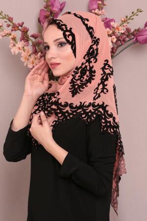 Neva Style - Coral Color Hijab Shawl 7493MR - 1