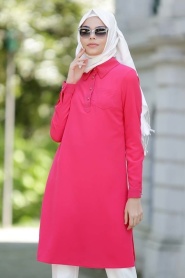 Neva Style - Coral Color Hijab Tunic 810MR - Thumbnail