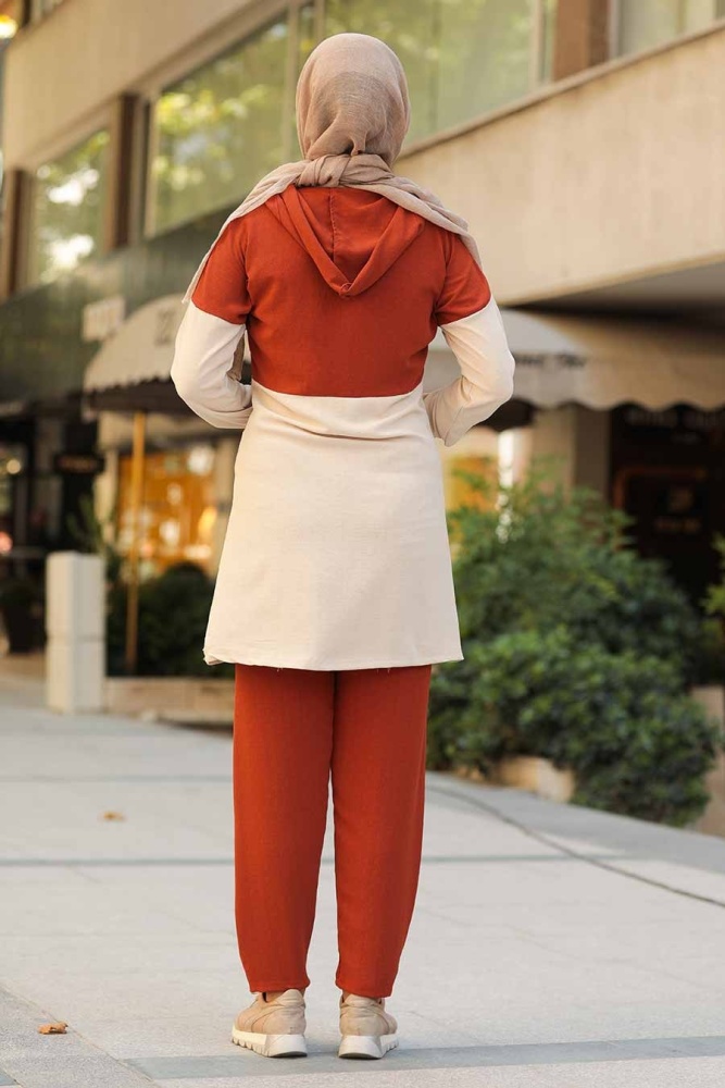 Neva Style - Costume Double Carrelage Hijab 9621KRMT - 2