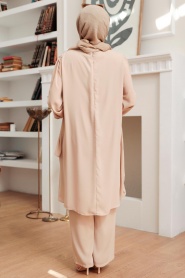 Neva Style - Costume Double Hijab Beige 13101BEJ - Thumbnail