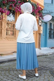 Neva Style - Costume Double Hijab Bleu 1748M - Thumbnail
