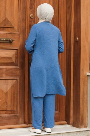 Neva Style - Costume Double Hijab Bleu Indigo 11032IM - 2