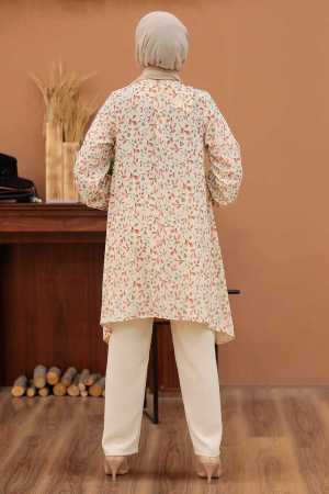 Neva Style - Costume Double Hijab Carreaux À Motifs 30091KRMT - 2