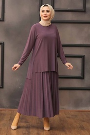 Neva Style -Costume Double Hijab Lilas 41241LILA - Thumbnail