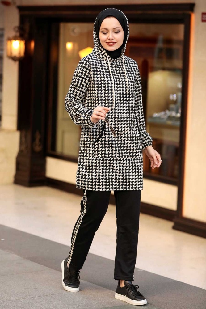 Neva Style - Costume Double Hijab Noir 1197S - 1