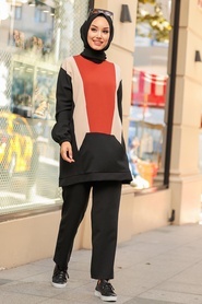Neva Style - Costume Double Hijab Noir 13023S - Thumbnail