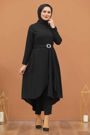 Neva Style - Costume Double Hijab Noir 1400S - Thumbnail