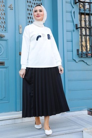 Neva Style - Costume Double Hijab Noir 1748S - Thumbnail