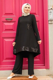 Neva Style - Costume Double Hijab Noir 1946S - Thumbnail