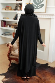 Neva Style - Costume Double Hijab Noir 40113S - Thumbnail