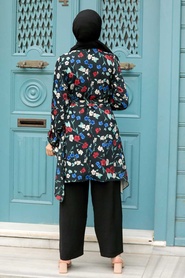 Neva Style - Costume Double Hijab Noir 51850S - Thumbnail