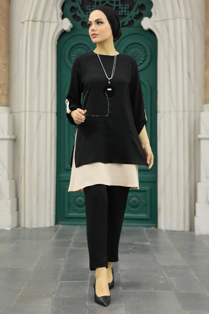 Ensemble deux pièces avec collier – Noir 52251S - 1
