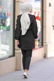 Neva Style - Costume Double Hijab Noir 5624S - Thumbnail