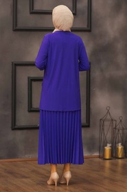 Neva Style -Costume Double Hijab Violet 41241MOR - Thumbnail