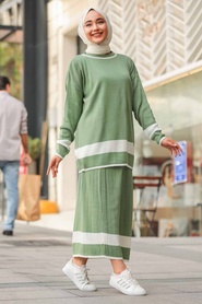 Neva Style - Costume Double Tricot Hijab Menthe 9681MINT - Thumbnail