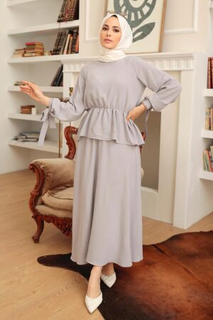 Neva Style - Costume Hijab Jupe Gris 50041GR - 1