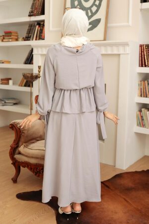 Neva Style - Costume Hijab Jupe Gris 50041GR - 2