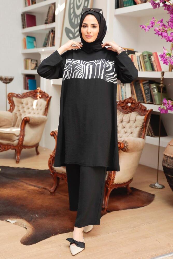 Neva Style - Costume Hijab Noir 7687S - 1
