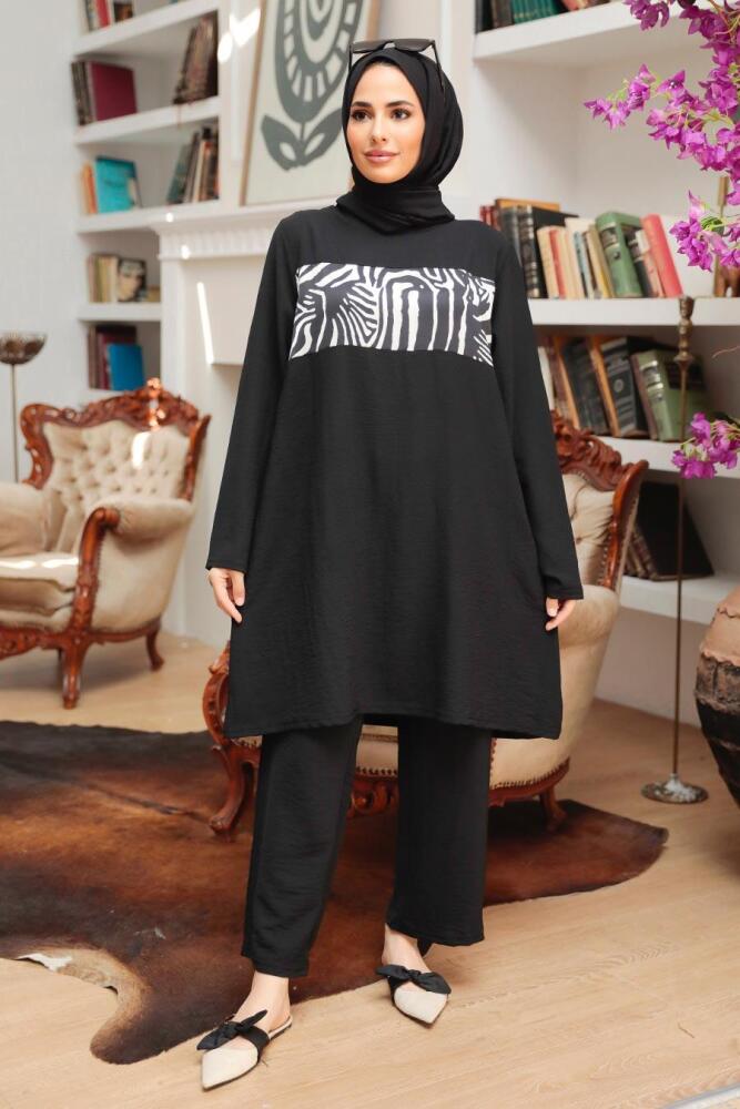 Neva Style - Costume Hijab Noir 7687S - 2