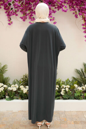 Abaya longue à manches chauve-souris – Gris anthracite 17801FU - 3