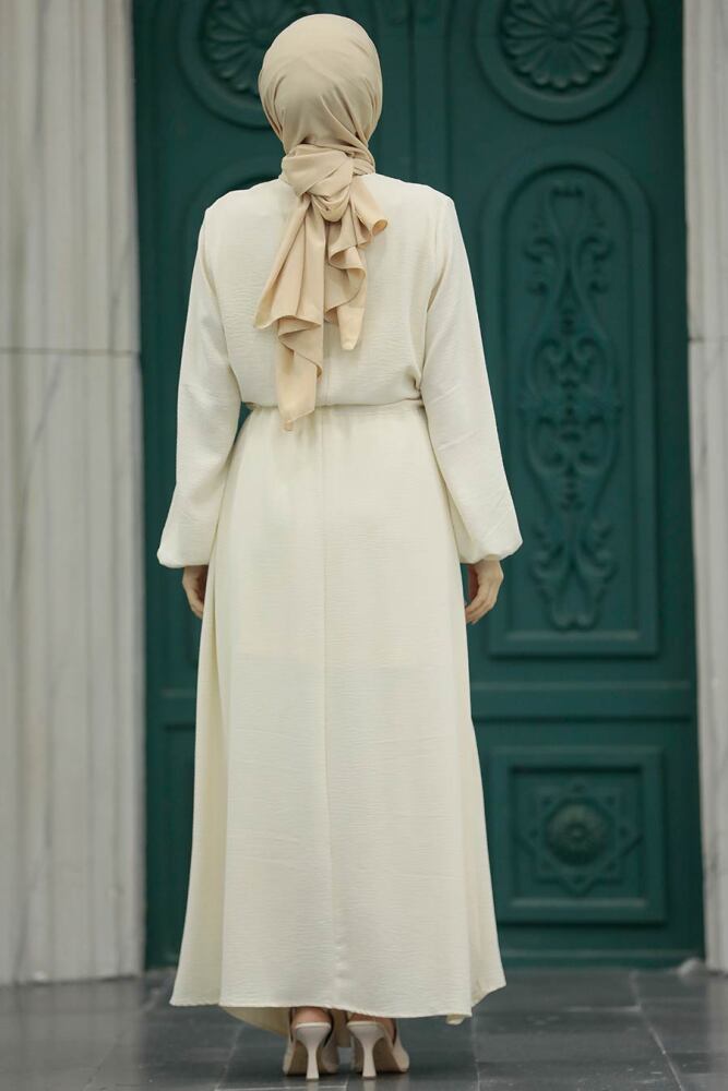 Cream Long Dress 5911KR - 3